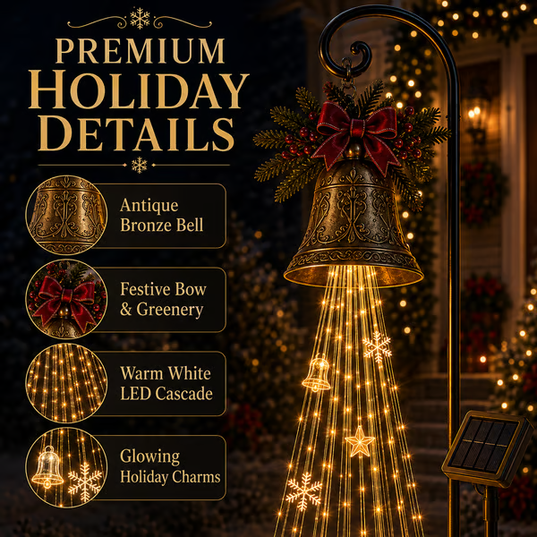 Hot Sale 49% OFF-🎄 Solar Christmas Bell Cascade Lights – Magical Outdoor Holiday Yard Decor