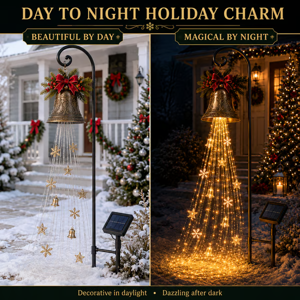 Hot Sale 49% OFF-🎄 Solar Christmas Bell Cascade Lights – Magical Outdoor Holiday Yard Decor