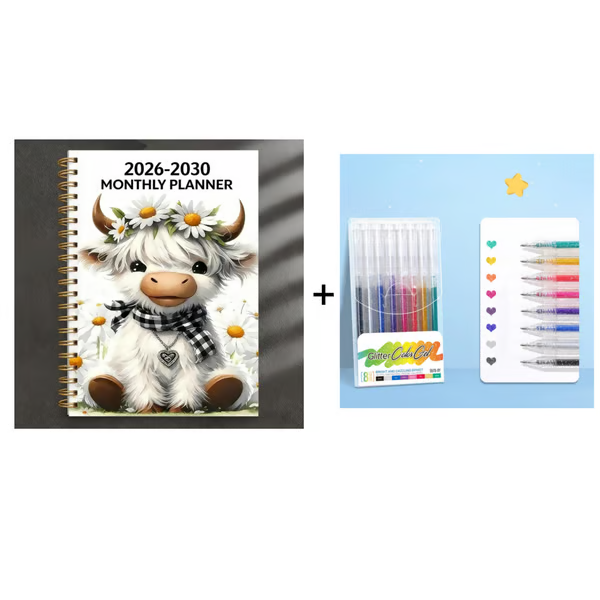 🐮 2026–2030 Highland Cow 5-Year Calendar – Cute Monthly Planner