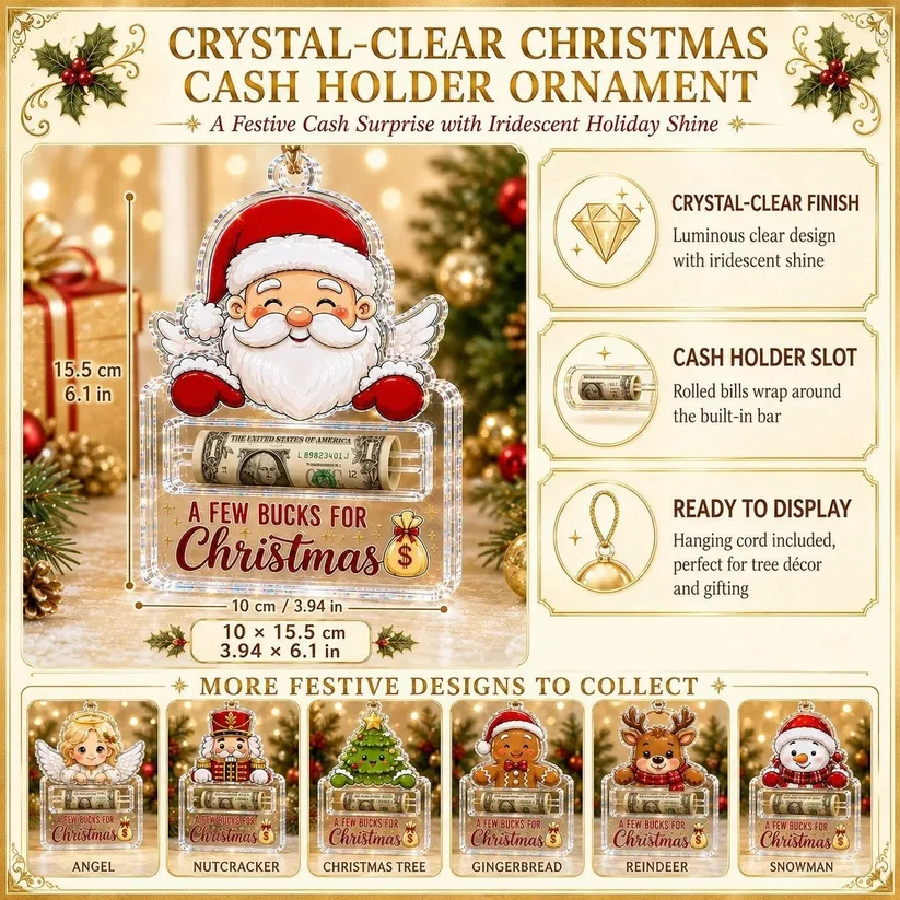 🎄 50% OFF – Crystal Acrylic Money Holder Christmas Ornament